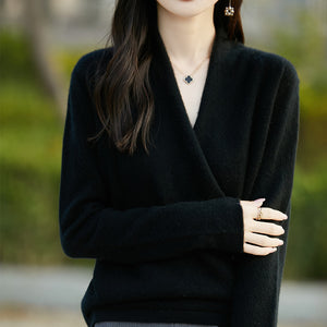 Blusa Donna Elegante in Lana Sofia – Morbida, Calda e con Scollo Incrociato