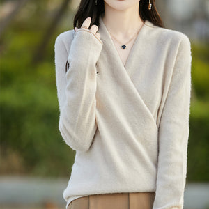 Blusa Donna Elegante in Lana Sofia – Morbida, Calda e con Scollo Incrociato