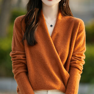 Blusa Donna Elegante in Lana Sofia – Morbida, Calda e con Scollo Incrociato