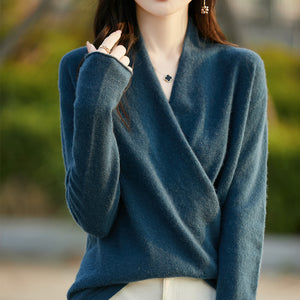 Blusa Donna Elegante in Lana Sofia – Morbida, Calda e con Scollo Incrociato