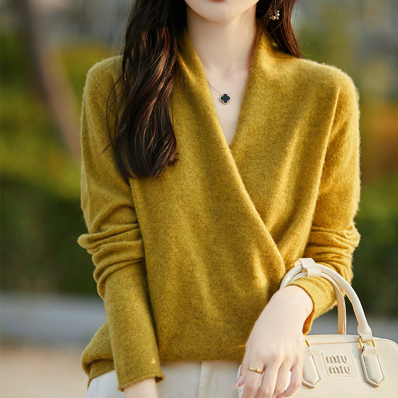 Blusa Donna Elegante in Lana Sofia – Morbida, Calda e con Scollo Incrociato