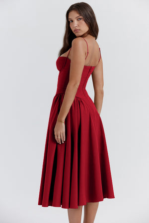 Vestito Bridget Midi con Corpetto e Spalline Sottili