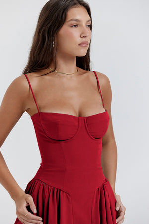 Vestito Bridget Midi con Corpetto e Spalline Sottili