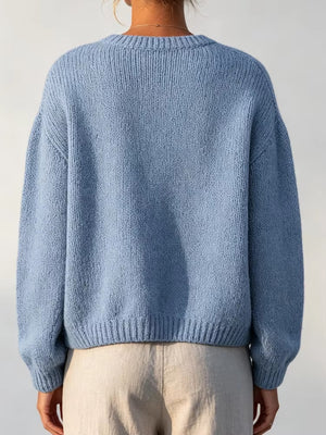 Cardigan Donna Morbido con Bottoni – Eleganza Rilassata per Ogni Giorno – Azzurra