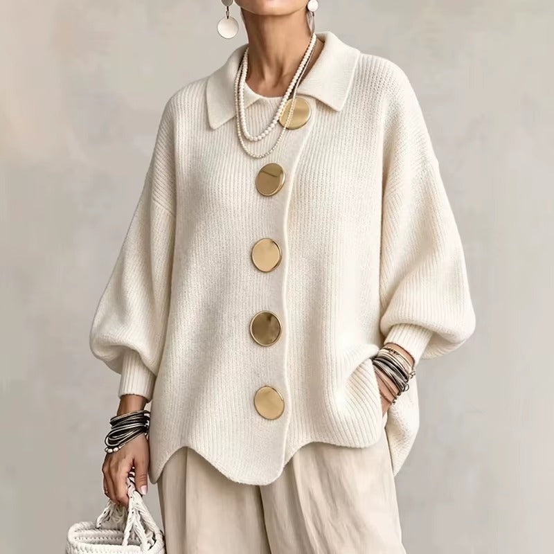 Cardigan Donna Morbido con Maxi Bottoni – Eleganza Sofisticata per Ogni Giorno – Adriana