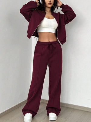 Completo Donna con Felpa con Zip e Pantaloni a Gamba Larga – Linee Strutturate e Comfort – Diana