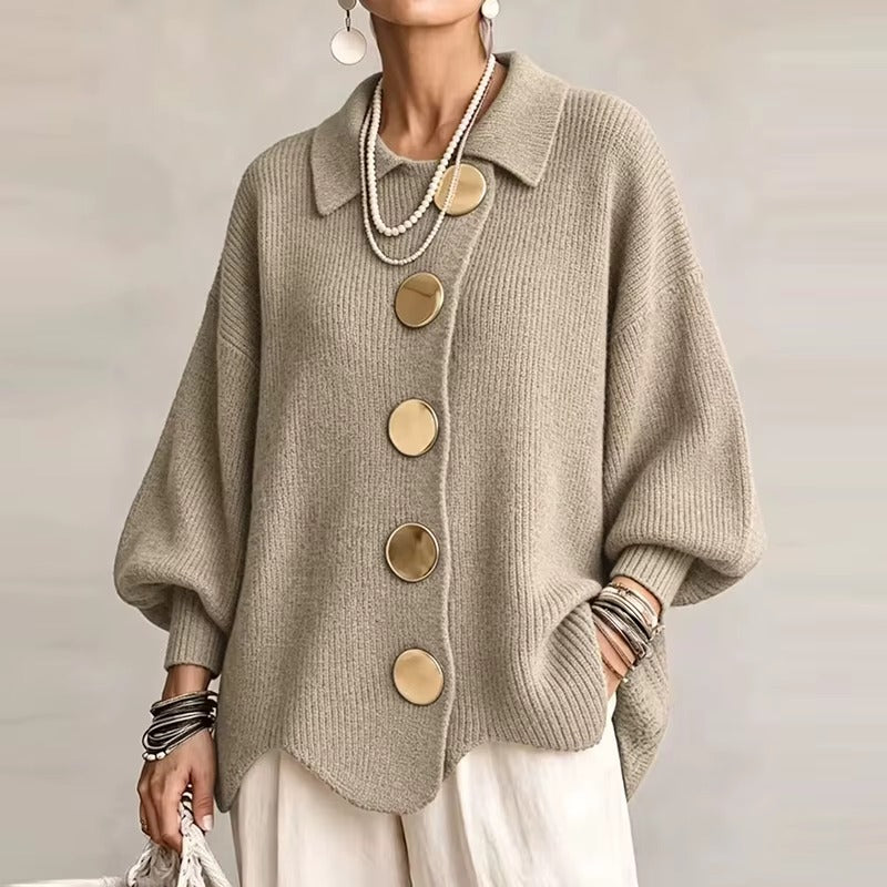 Cardigan Donna Morbido con Maxi Bottoni – Eleganza Sofisticata per Ogni Giorno – Adriana