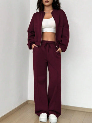 Completo Donna con Felpa con Zip e Pantaloni a Gamba Larga – Linee Strutturate e Comfort – Diana