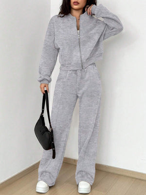 Completo Donna con Felpa con Zip e Pantaloni a Gamba Larga – Linee Strutturate e Comfort – Diana