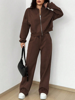 Completo Donna con Felpa con Zip e Pantaloni a Gamba Larga – Linee Strutturate e Comfort – Diana