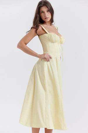 Vestito Midi Charlotte con Corpetto a Laccio e Spacco