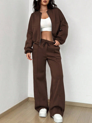 Completo Donna con Felpa con Zip e Pantaloni a Gamba Larga – Linee Strutturate e Comfort – Diana