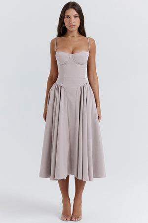Vestito Bridget Midi con Corpetto e Spalline Sottili