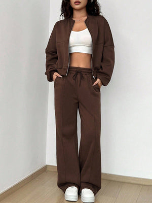 Completo Donna con Felpa con Zip e Pantaloni a Gamba Larga – Linee Strutturate e Comfort – Diana