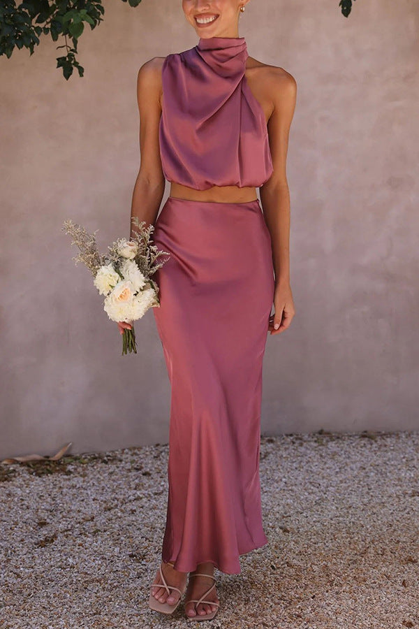 Esther - Completo Elegante Top e Gonna Satinata