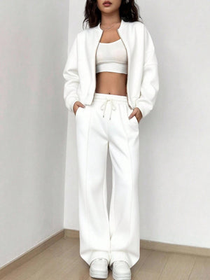 Completo Donna con Felpa con Zip e Pantaloni a Gamba Larga – Linee Strutturate e Comfort – Diana