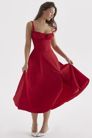 Vestito Midi Charlotte con Corpetto a Laccio e Spacco