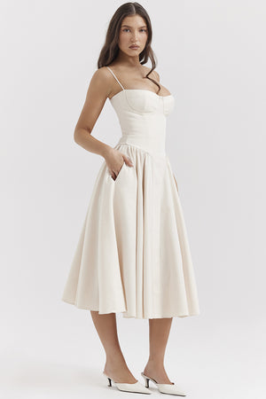 Vestito Bridget Midi con Corpetto e Spalline Sottili