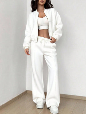 Completo Donna con Felpa con Zip e Pantaloni a Gamba Larga – Linee Strutturate e Comfort – Diana