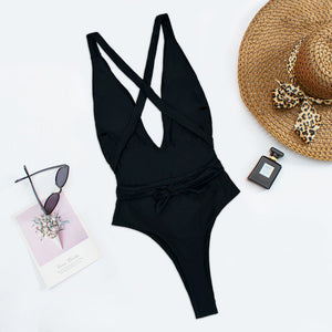 Costume Scollato con Spalline Incrociate