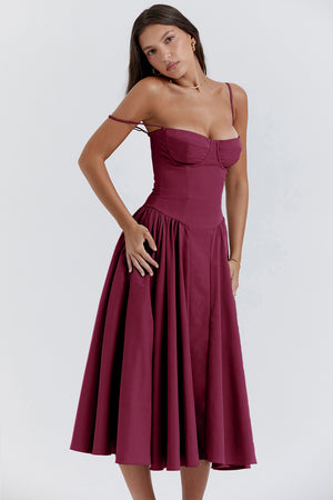 Vestito Bridget Midi con Corpetto e Spalline Sottili