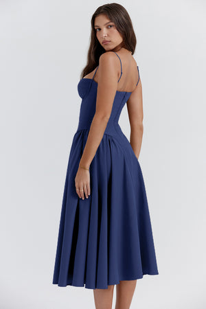 Vestito Bridget Midi con Corpetto e Spalline Sottili