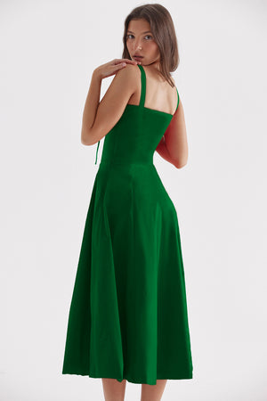 Vestito Midi Charlotte con Corpetto a Laccio e Spacco