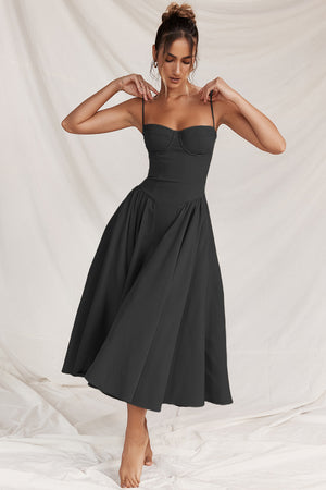 Vestito Bridget Midi con Corpetto e Spalline Sottili
