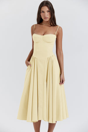 Vestito Bridget Midi con Corpetto e Spalline Sottili