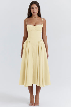 Vestito Bridget Midi con Corpetto e Spalline Sottili