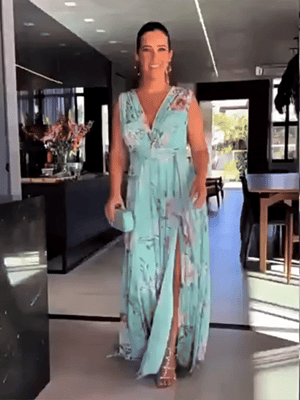 Vestito Lungo Elegante Floreale in Chiffon