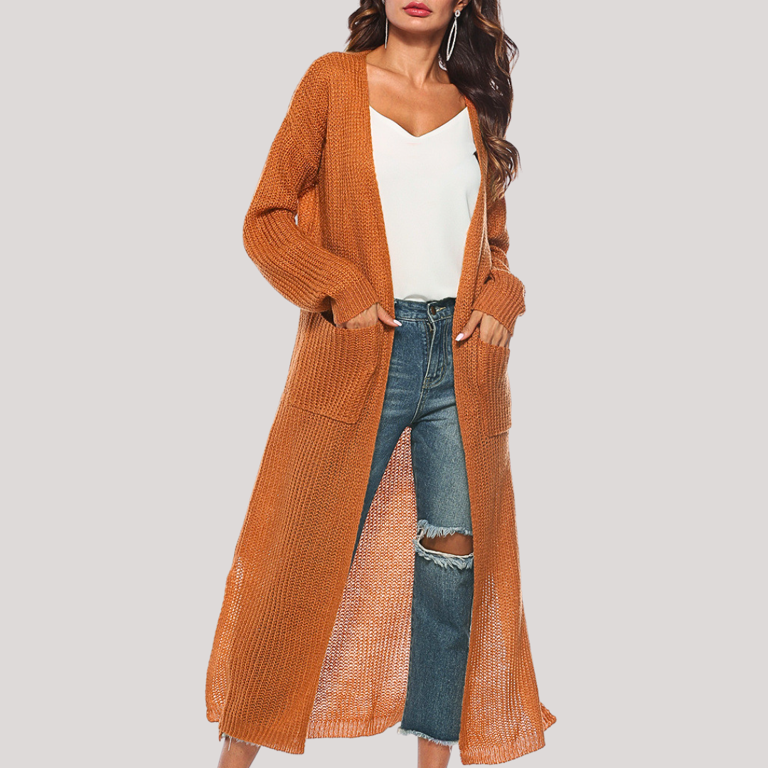 Cardigan Donna Lungo Elegante Alessia – Maglia Morbida e Versatile con Tasche