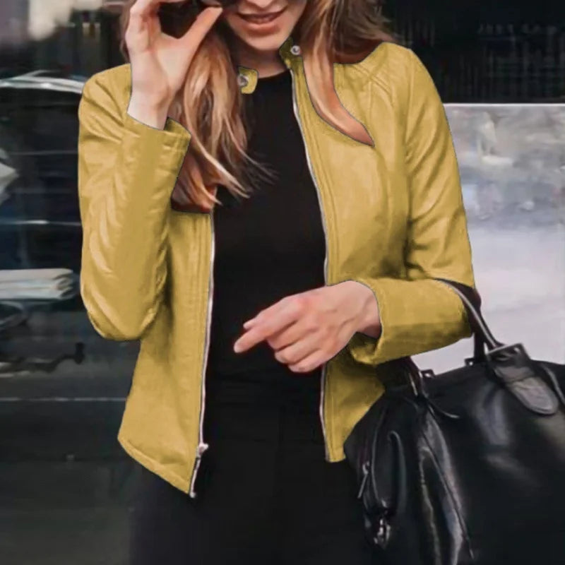 Giacca in Pelle da Donna Invernale Elegante – Slim Fit con Cerniera