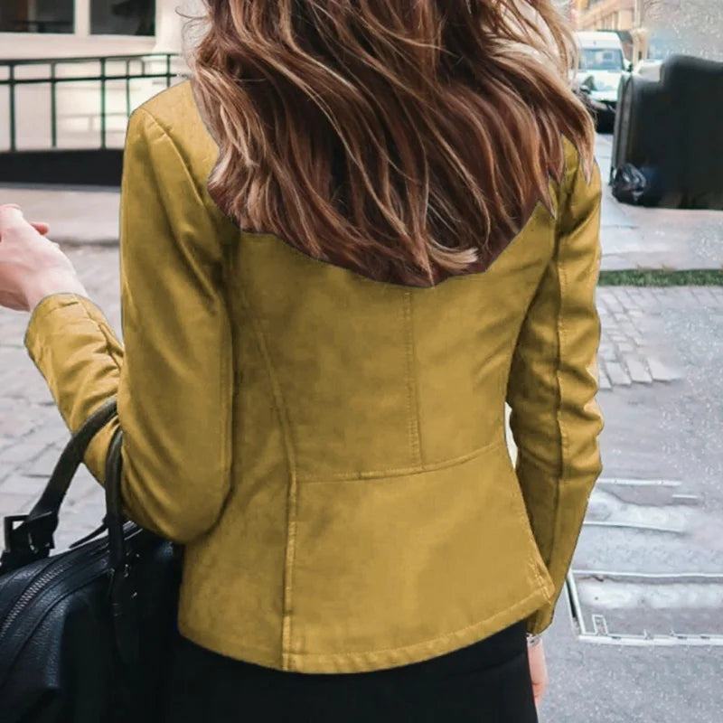 Giacca in Pelle da Donna Invernale Elegante – Slim Fit con Cerniera