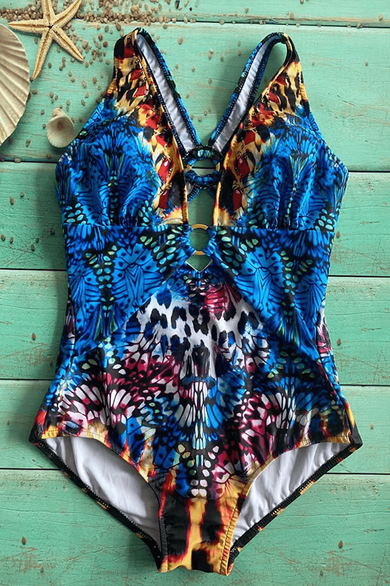Giungla Chic – Costume Intero con Stampa Animalier e Dettaglio Dorato