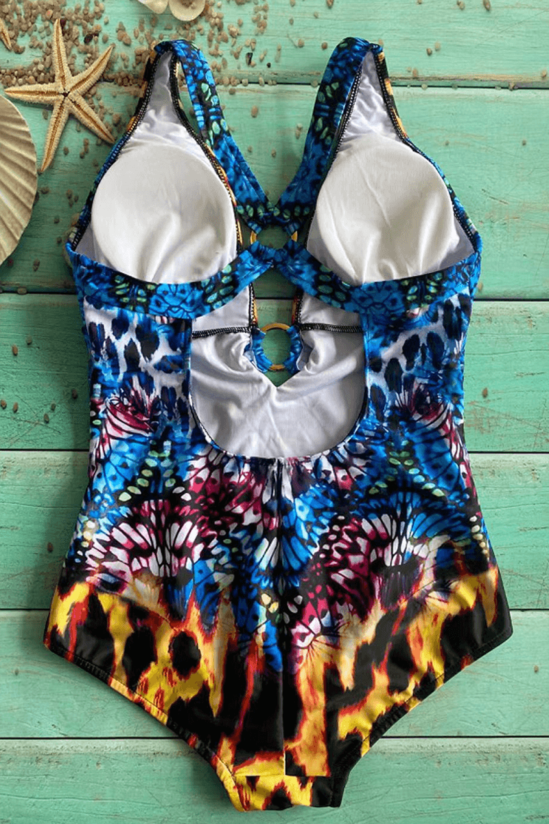 Giungla Chic – Costume Intero con Stampa Animalier e Dettaglio Dorato