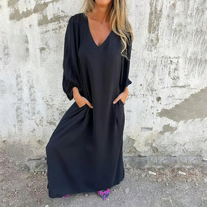 Vestito Lungo Boho Largo con Tasche
