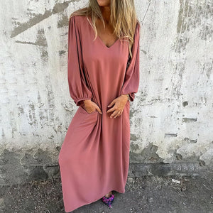 Vestito Lungo Boho Largo con Tasche