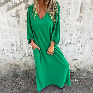 Vestito Lungo Boho Largo con Tasche