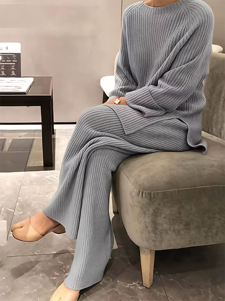 Completo Donna Plissé con Maglia Lunga e Pantaloni a Gamba Larga – Eleganza Fluida e Comfort – Adriana