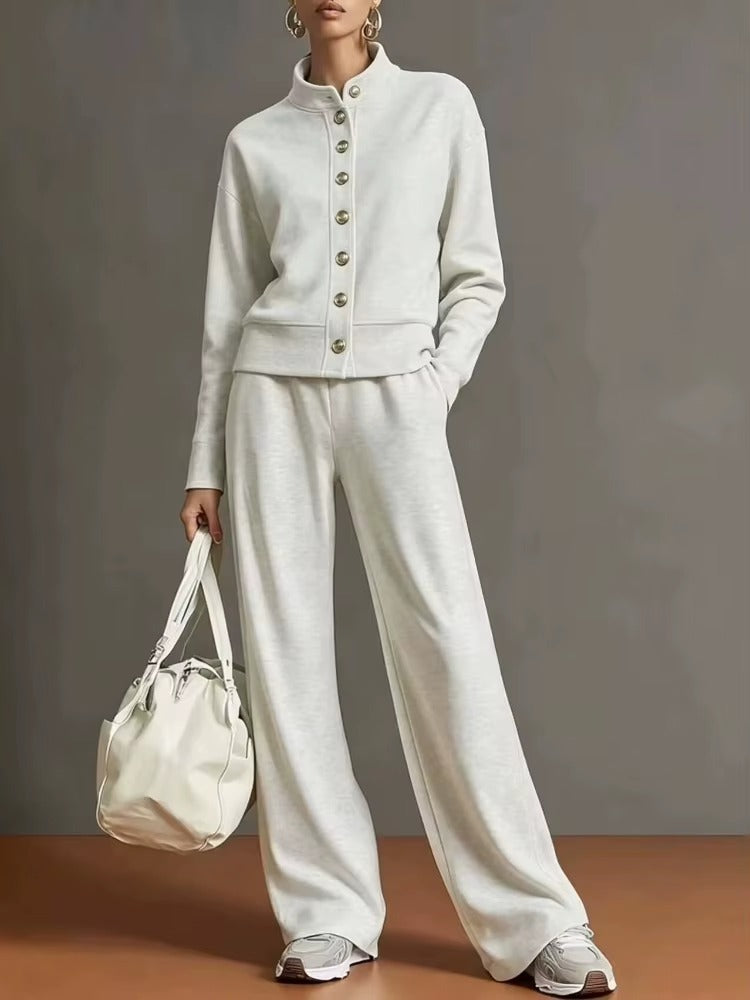 Completo Donna con Giacca a Bottoni e Pantaloni Palazzo – Eleganza Casual e Comfort – Vittoria