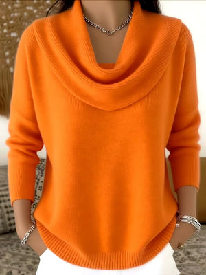 Maglione Donna Morbido con Collo Drappeggiato – Eleganza Luminosa per Ogni Giorno