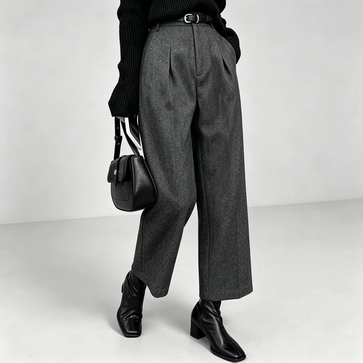 Pantaloni Donna Eleganti a Vita Alta con Pince e Gamba Ampia – Stile Sartoriale e Comfort – Elisa