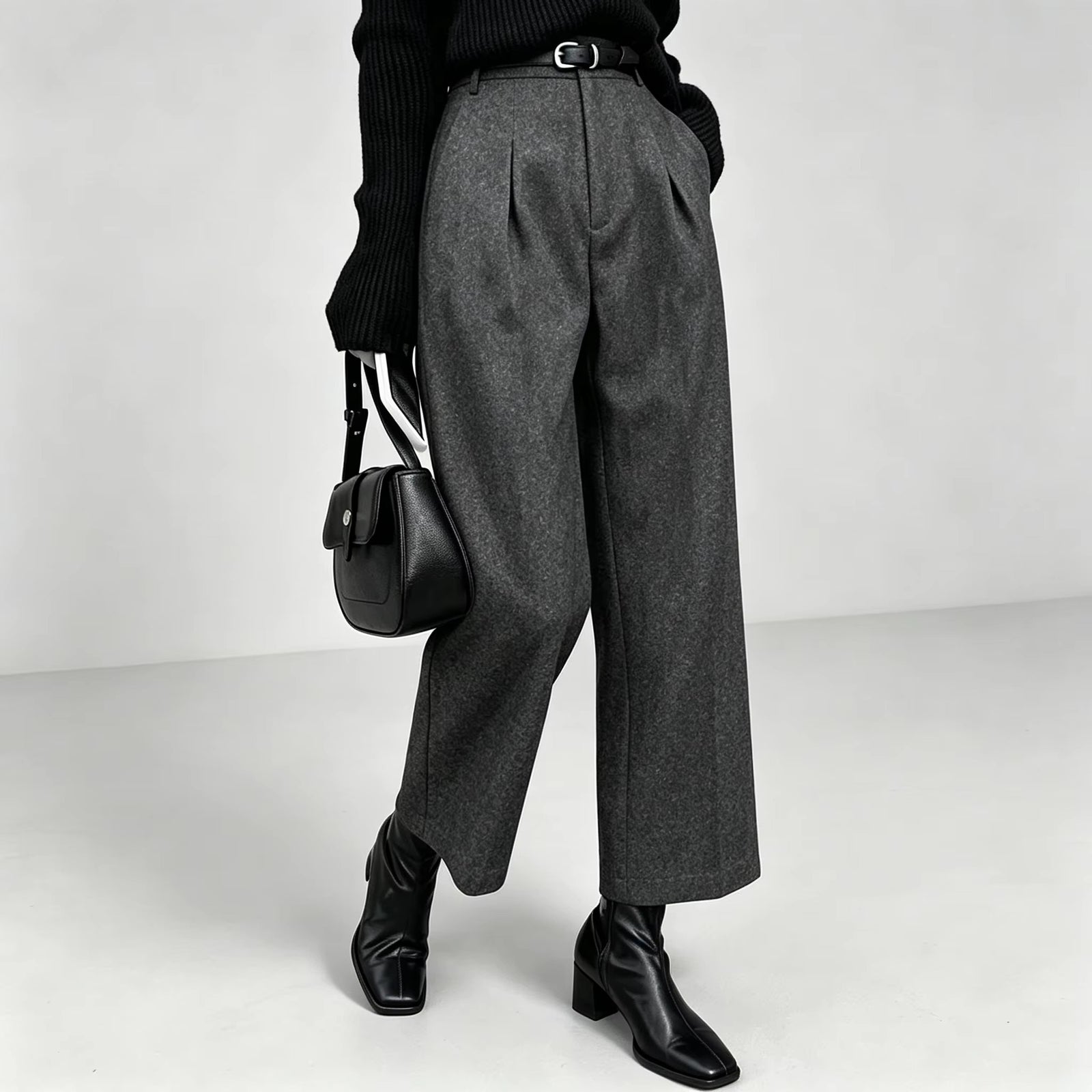 Pantaloni Donna Eleganti a Vita Alta con Pince e Gamba Ampia – Stile Sartoriale e Comfort – Elisa