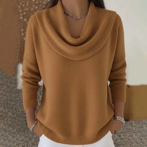 Maglione Donna Morbido con Collo Drappeggiato – Eleganza Luminosa per Ogni Giorno