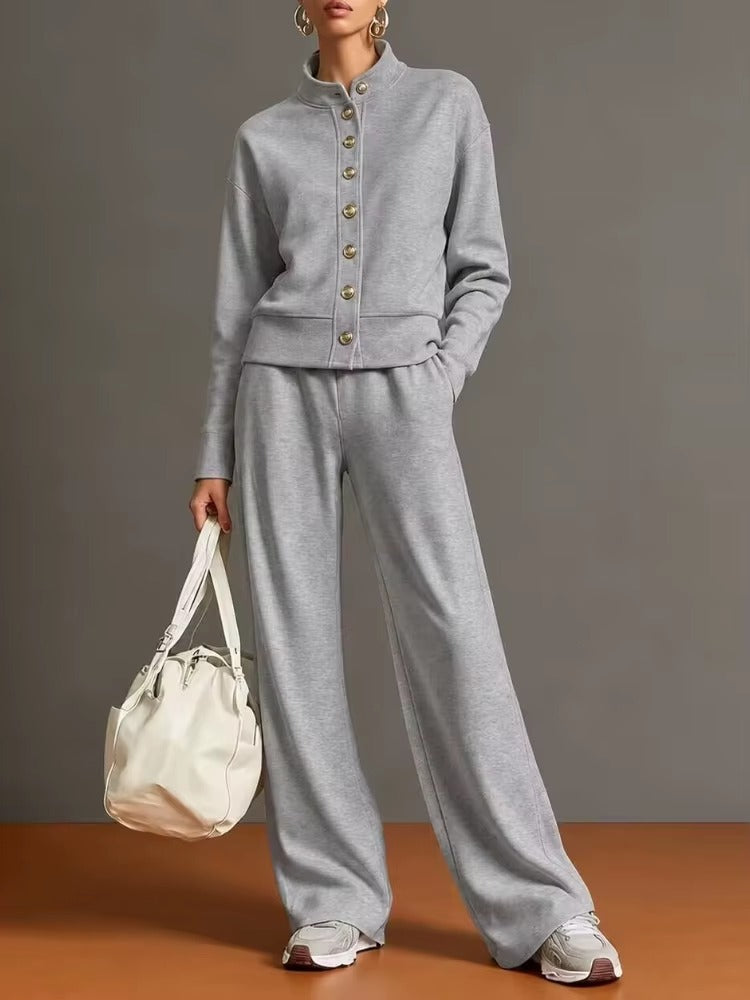 Completo Donna con Giacca a Bottoni e Pantaloni Palazzo – Eleganza Casual e Comfort – Vittoria