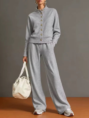 Completo Donna con Giacca a Bottoni e Pantaloni Palazzo – Eleganza Casual e Comfort – Vittoria