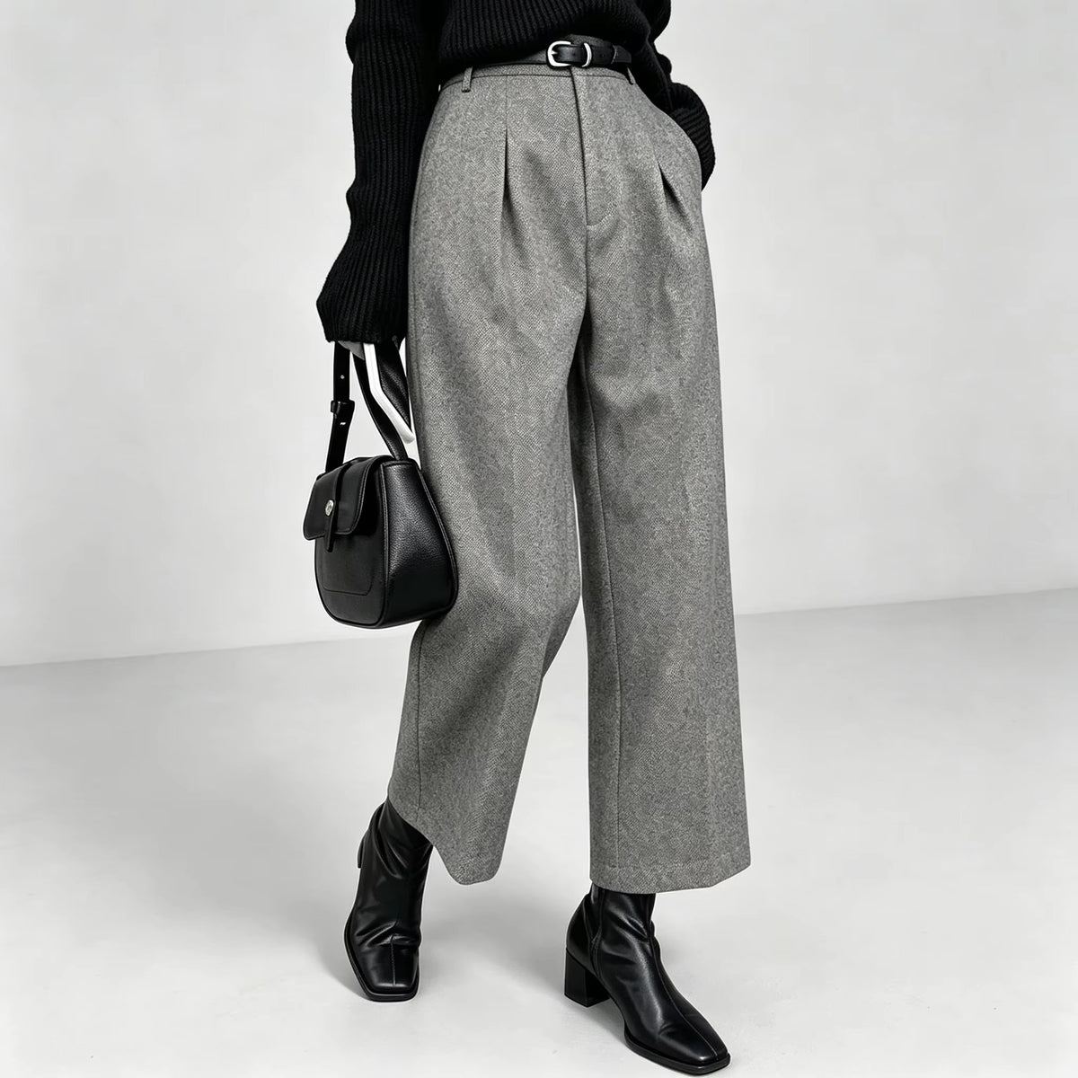 Pantaloni Donna Eleganti a Vita Alta con Pince e Gamba Ampia – Stile Sartoriale e Comfort – Elisa