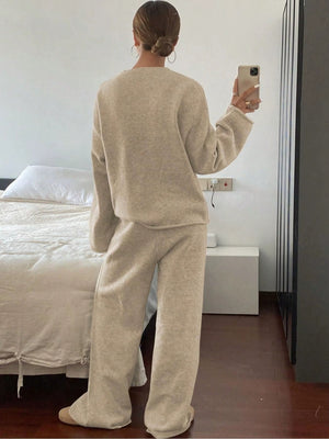 Completo Donna in Maglia con Maglione Oversize e Pantaloni a Gamba Larga – Morbidezza e Comfort – Livia
