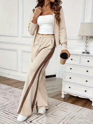Completo Donna con Felpa con Cappuccio e Pantaloni a Gamba Larga – Dettagli a Contrasto e Comfort – Giorgia